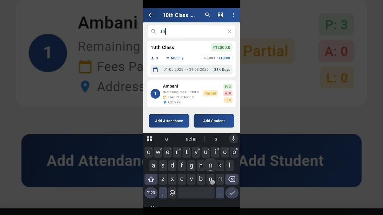 Fees History / Search / Payment